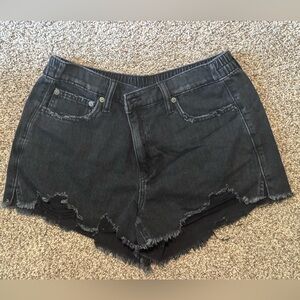 Aerie Charcoal Distressed Jean Shorts
